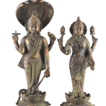 Vintage Brass Vishnu Lakshmi Idol Pair 18 Inch - Antique Divine Couple | Jaipurio